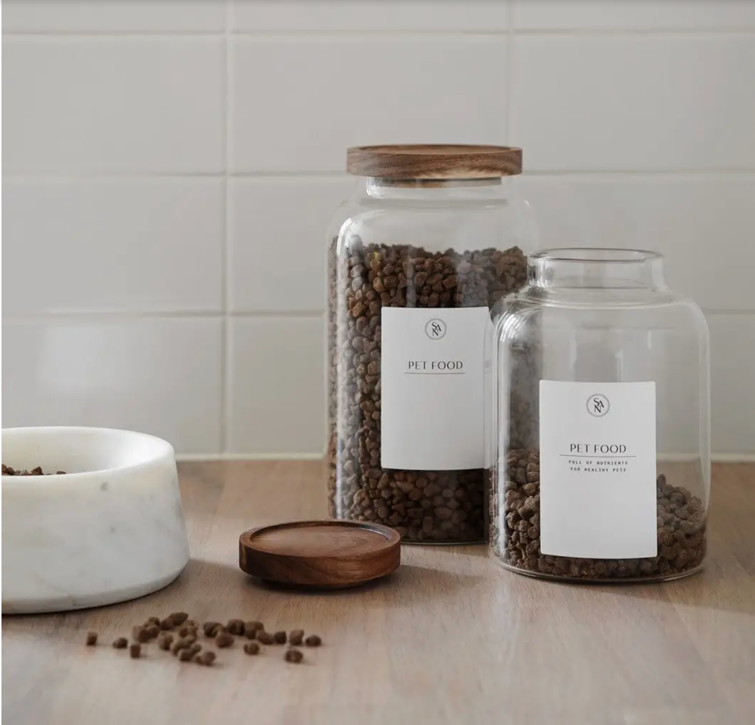 Contenitore in vetro per cibo per animali