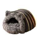 Plush Fleece Cat Cave Bed for Winter Comfort