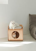 Natural Wood Cat Bed House-0